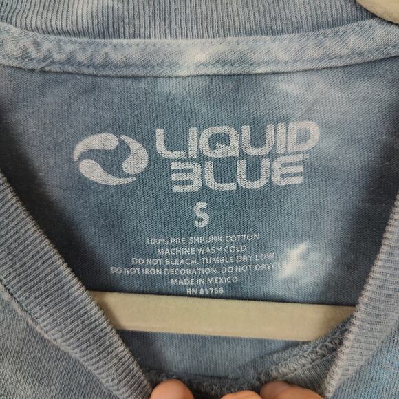 Liquid Blue Kiss Band Graphic T-Shirt Size Small Blue Tie Dye 80s Band Tee Rock - Picture 5 of 7